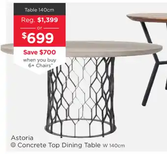 Early Settler Astoria - Concrete Top Dining Table 140cm offer