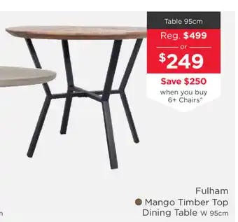 Early Settler Fulham - Mango Timber Top Dining Table 95cm offer