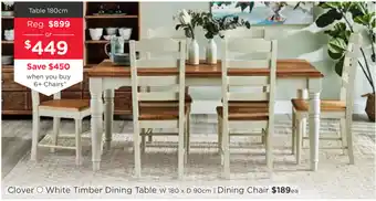 Early Settler Clover - White Timber Dining Table 180cm offer