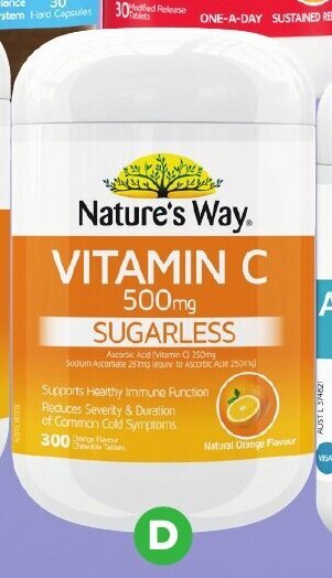 Woolworths Nature's way vitamin C orange 500mg Pk 300 offer