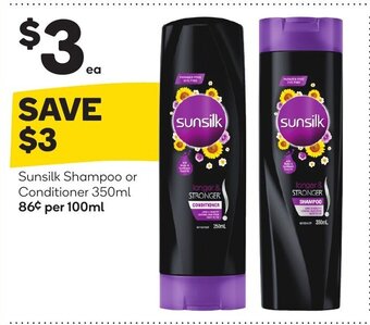 Woolworths Sunsilk shampoo or conditioner 350ml offer