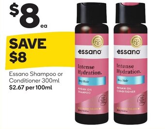 Woolworths Essano shampoo or conditioner 300ml offer