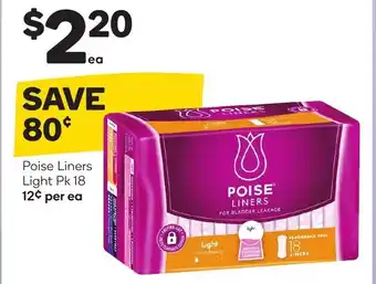 Woolworths Poise liners light Pk 18 offer