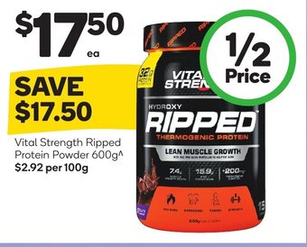 Woolworths Vital strength ripped protein powder 600g offer