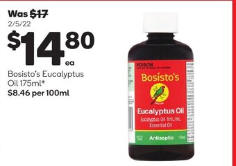 Woolworths Bosisto's eucalyptus oil 175ml offer