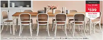 Clover - White Timber Dining Table 300cm