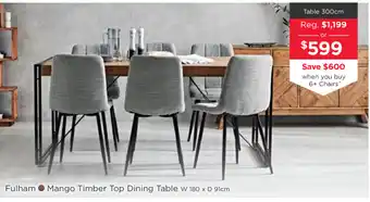 Early Settler Fulham - Mango Timber Top Dining Table 300cm offer