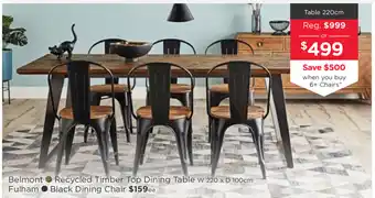 Early Settler Belmont - Recycled Timber Top Dining Table 220cm offer