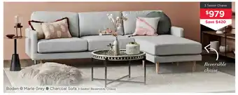 Early Settler Boden - Marle Grey or Charcoal Sofa 3 Seater Chaise offer