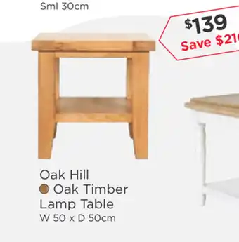 Early Settler Oak Hill - Oak Timber Lamp Table offer