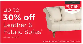 Ariane - Natural Dublin Linen Sofa 2 Seater