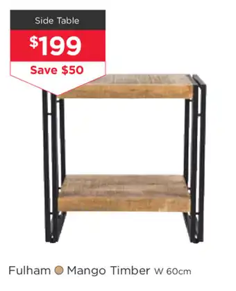 Early Settler Fulham - Mango Timber Side Table 60cm offer
