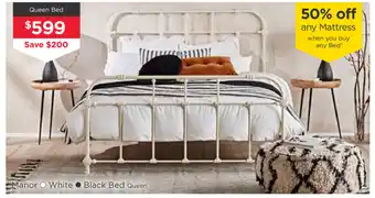 Early Settler Manor - White or Black Bed Queen bed offer