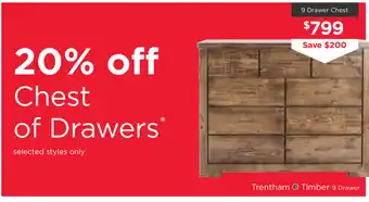 Early Settler Trentham - Timber 9 Drawer Chest offer