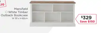 Early Settler Mansfield - White Timber Outback Bookcase 151 x 82cm offer