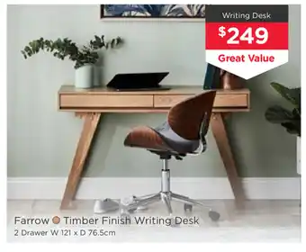 Early Settler Farrow - Timber Finish Writing Desk 2 Drawer offer