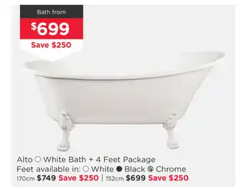 Alto - White Bath + 4 Feet Package Bath From