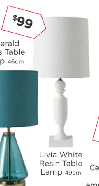 Early Settler Livia White Resin Table Lamp 49cm offer