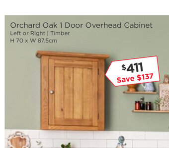 Orchard Oak 1 Door Overhead Cabinet