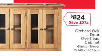 Early Settler Orchard Oak 4 Door Overhead Cabinet Glass offer