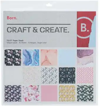 Officeworks Born 30 Sheets 30 x 30cm Paper Stack Floral offer