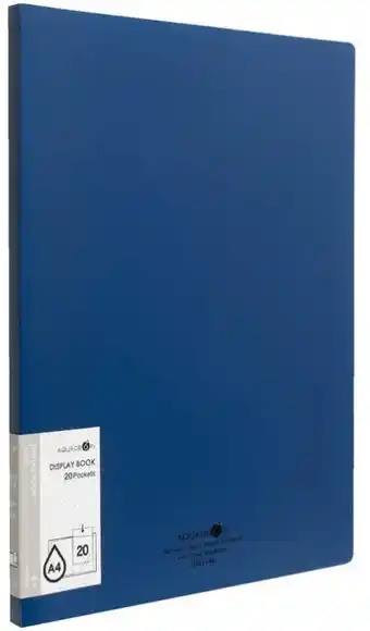Officeworks Aqua Drops A4 20 Pocket Fixed Display Book - Pale Navy offer