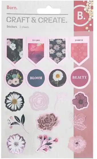Officeworks Born Stickers Floral offer