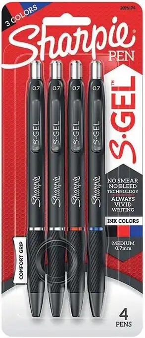 Officeworks Sharpie 4 Pack S-Gel Retractable Gel Pens - Assorted offer