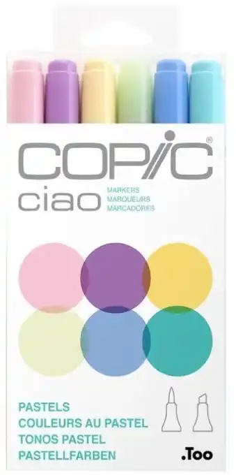 Officeworks Copic Ciao 6 Pack Dual-Tip Design Markers - Pastel offer