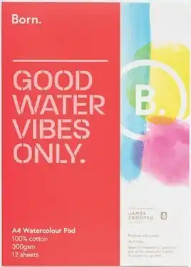 Officeworks Born A4 12 Sheet Watercolour Paper Pad offer