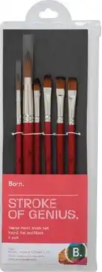 Officeworks Born Taklon Paintbrush Pack - Flat Filbert offer