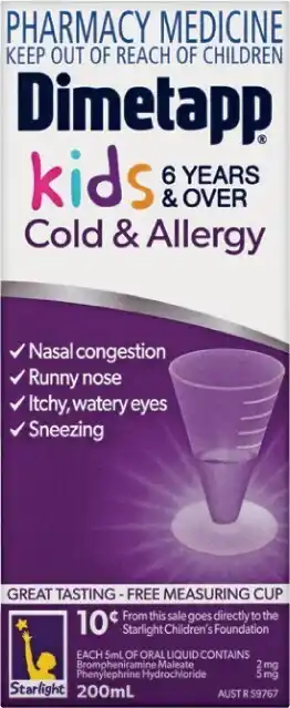Dimetapp Kids 6 Years & Over Cold & Allergy 200mL
