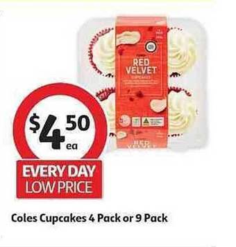 Coles Coles Cupcakes 4 Pack Or 9 Pack offer
