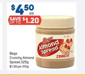 Foodland Bega Crunchy Almond Spread 325g offer