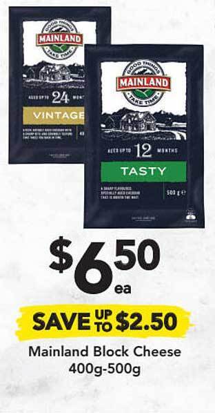 Drakes Mainland Block Cheese 400g-500g offer