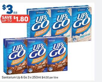 Foodland Sanitarium Up & Go 3 X 250ml offer