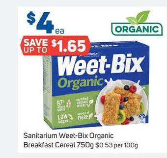 Foodland Sanitarium Weet-Bix Organic Breakfast Cereal 750g offer