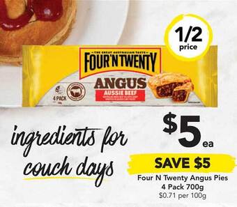 Drakes Four N Twenty Angus Pies 4 Pack 700g offer