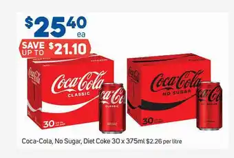 Foodland Coca-Cola, No Sugar, Diet Coke 30 X 375ml offer