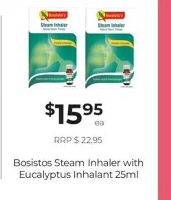Bosistos Steam Inhaler with Eucalyptus Inhalant 25ml