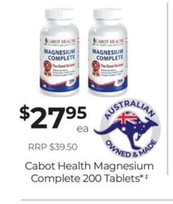 Super Pharmacy Cabot Health Magnesium Complete 200 Tablets offer