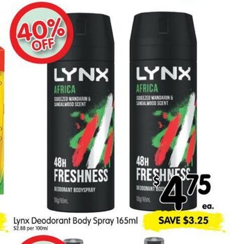 Spar Lynx Deodorant Body Spray 165ml offer