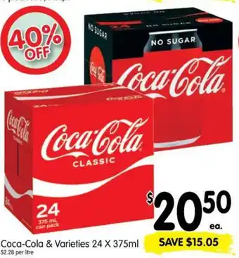 Spar Coca-Cola & Varieties 24x375ml offer