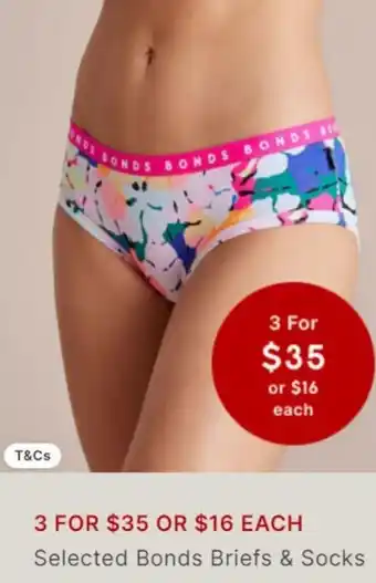 Target 3 for 35,00 Selected Bonds Briefs & Socks offer