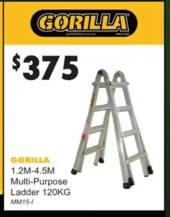 United Tools Gorilla 1.2M-4.5M Multi-Purpose Ladder 120KG MM15-I offer