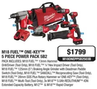 United Tools Milwaukee M18 Fuel One-Key 5 Piece Power Pack 5B2 M18ONEPP5B2503B offer