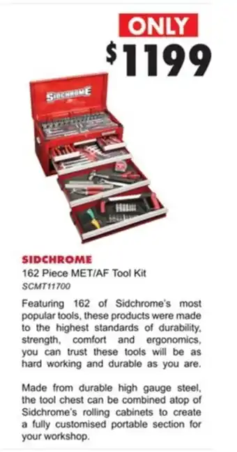 United Tools Sidchrome 162 Piece MET/AF Tool Kit SCMT11700 offer