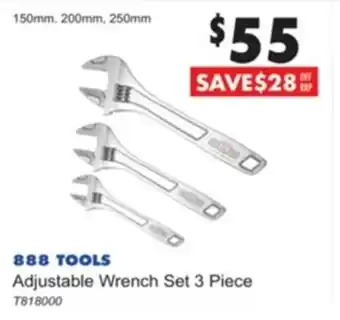 888 Tools Adjustable Wrench Set 3 Piece T818000