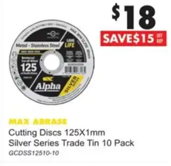 United Tools Max Abrase Cutting Discs 125x1mm Silver Series Trade Tin 10 Pack GCDSS12510-10 offer