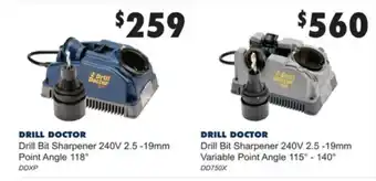 United Tools Drill Doctor Drill Bit Sharpener 240V 2.5-19mm Point Angle 118 DDXP offer